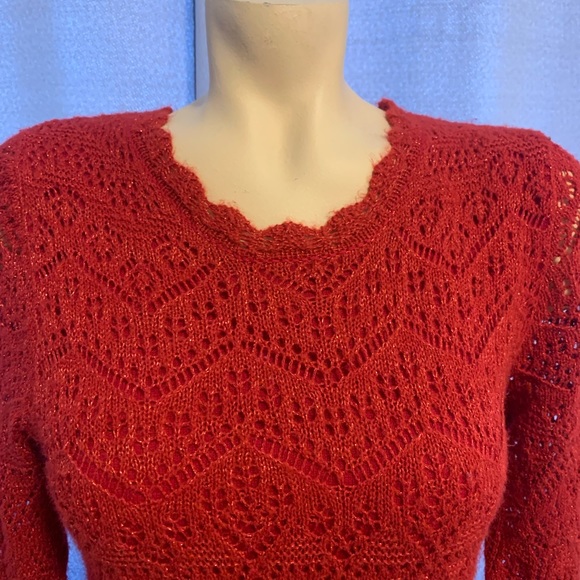 Cat & Jack Red Crochet Knit Sweater Dress Girls XL - Picture 2 of 4